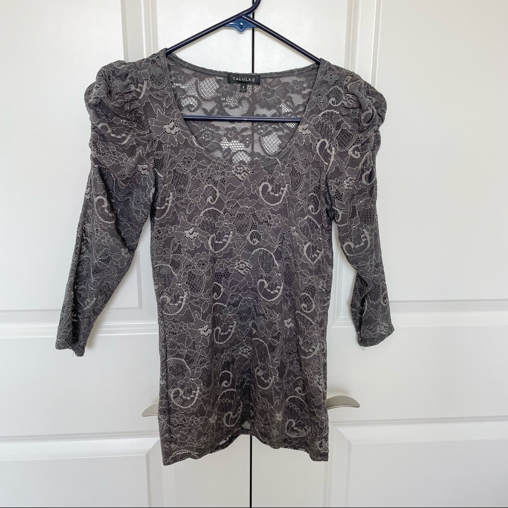 Aritzia Talula Lace Top Gray